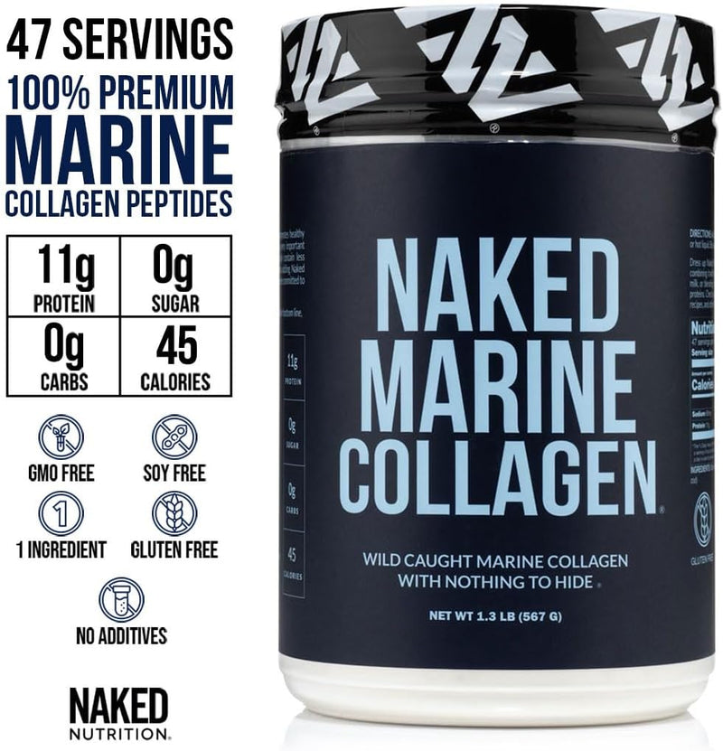 Naked Marine Collagen Péptidos de Colágeno Marino 567g - 47 Porciones | Bacalao Salvaje | bhorganic
