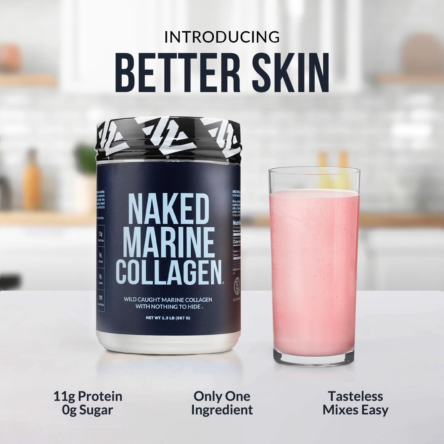 Naked Marine Collagen Péptidos de Colágeno Marino 567g - 47 Porciones | Bacalao Salvaje | bhorganic