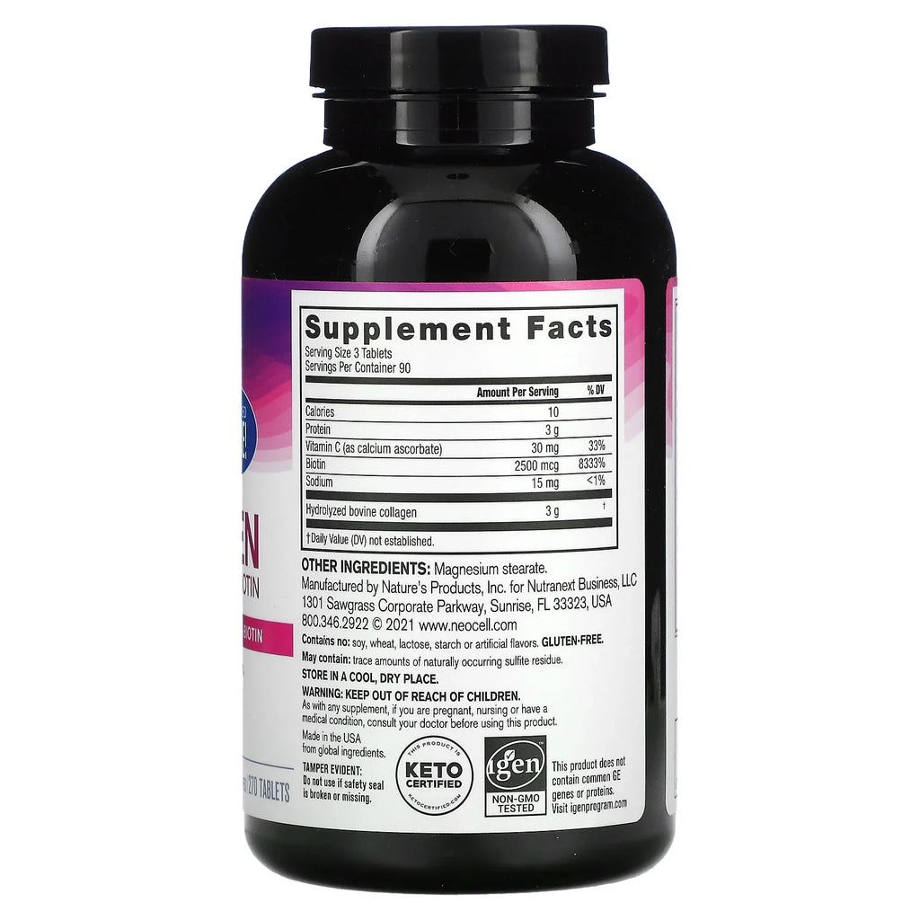 Super Collagen 1 y 3 + Vitamina C & Biotina Neocell - 270 Tabletas | Belleza y Articulaciones | bhorganic