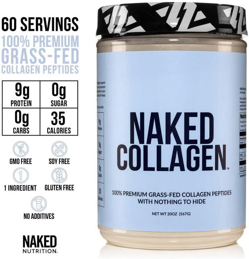 Naked Collagen Péptidos de Colágeno Bovino 567g - 60 Porciones | Sin Sabor | bhorganic