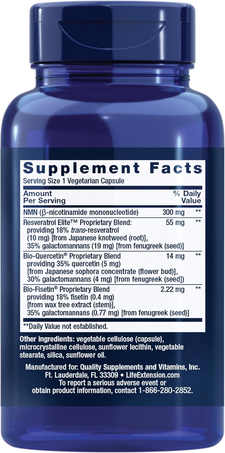 NMN Optimizado NAD + Resveratrol 90 caps - Life Extension | Longevidad Celular | bhorganic