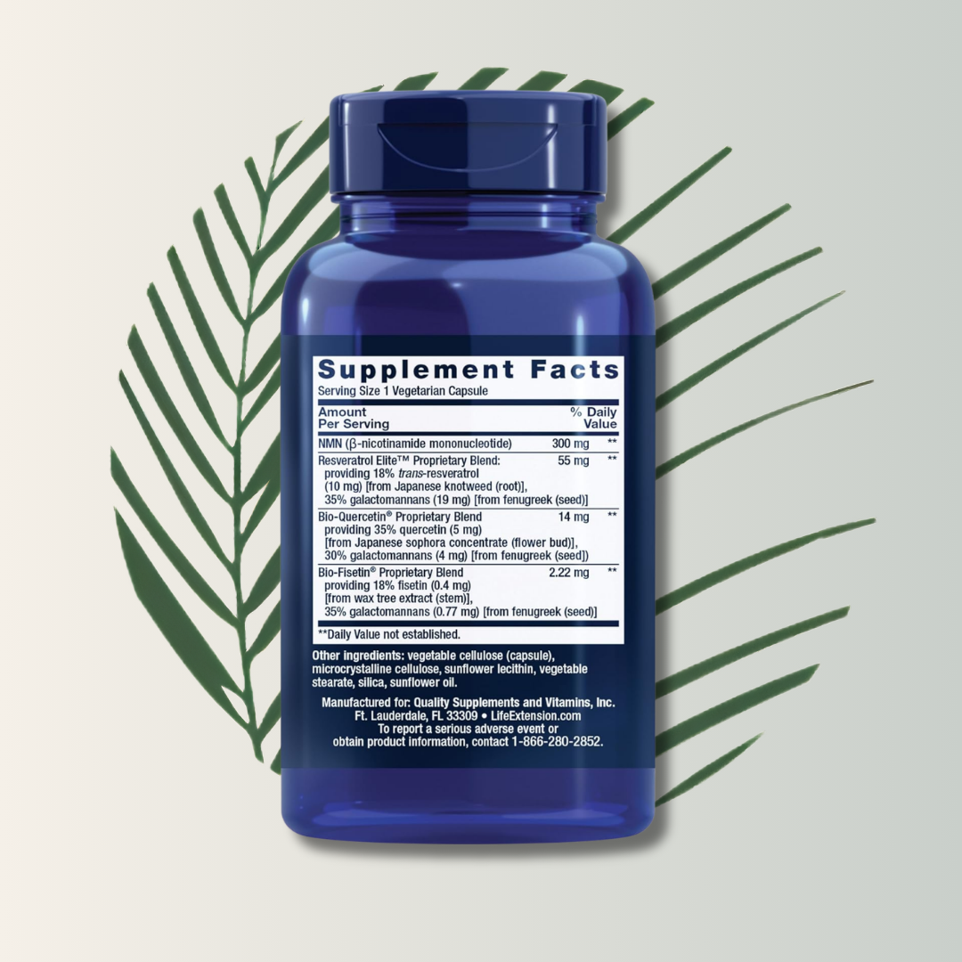 NMN Optimizado NAD + Resveratrol 90 caps - Life Extension | Longevidad Celular | bhorganic