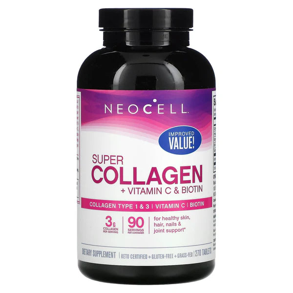 Super Collagen 1 y 3 + Vitamina C & Biotina Neocell 270 Tabletas