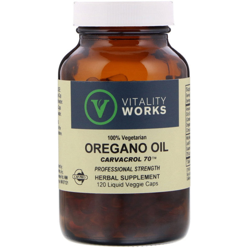 Aceite de Orégano 70% Carvacrol Vitality Works - 120 Cápsulas Líquidas | Bienestar Natural | bhorganic