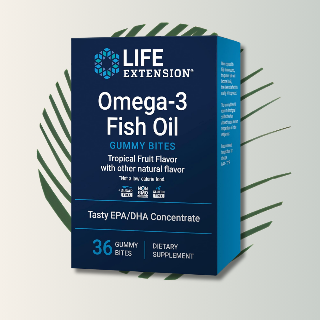 Omega 3 Fish Oil Life Extension - 36 Gummy Bites | Ácidos Grasos Esenciales | Sabor Delicioso | bhorganic