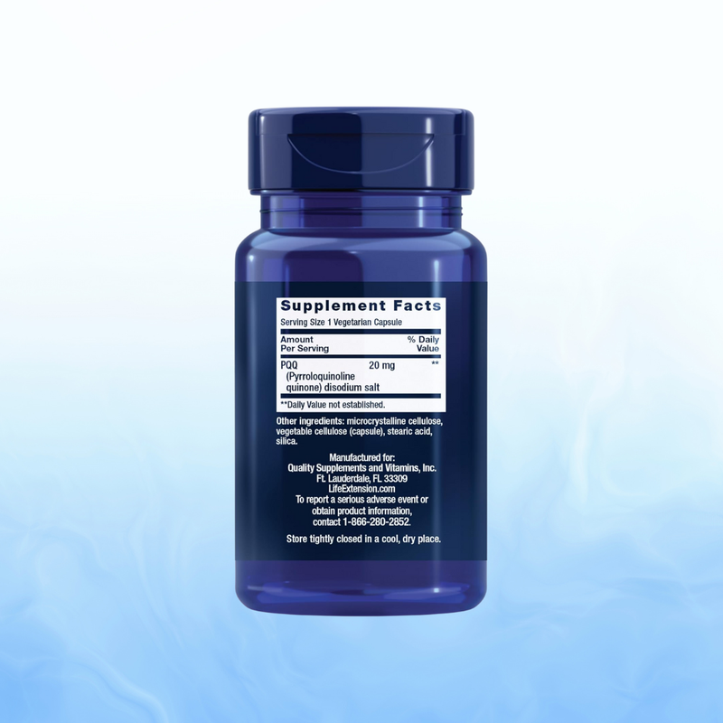 PQQ Pyrroloquinoline Quinone 20mg Life Extension - 30 Cápsulas Vegetarianas | Energía Mitocondrial | bhorganic