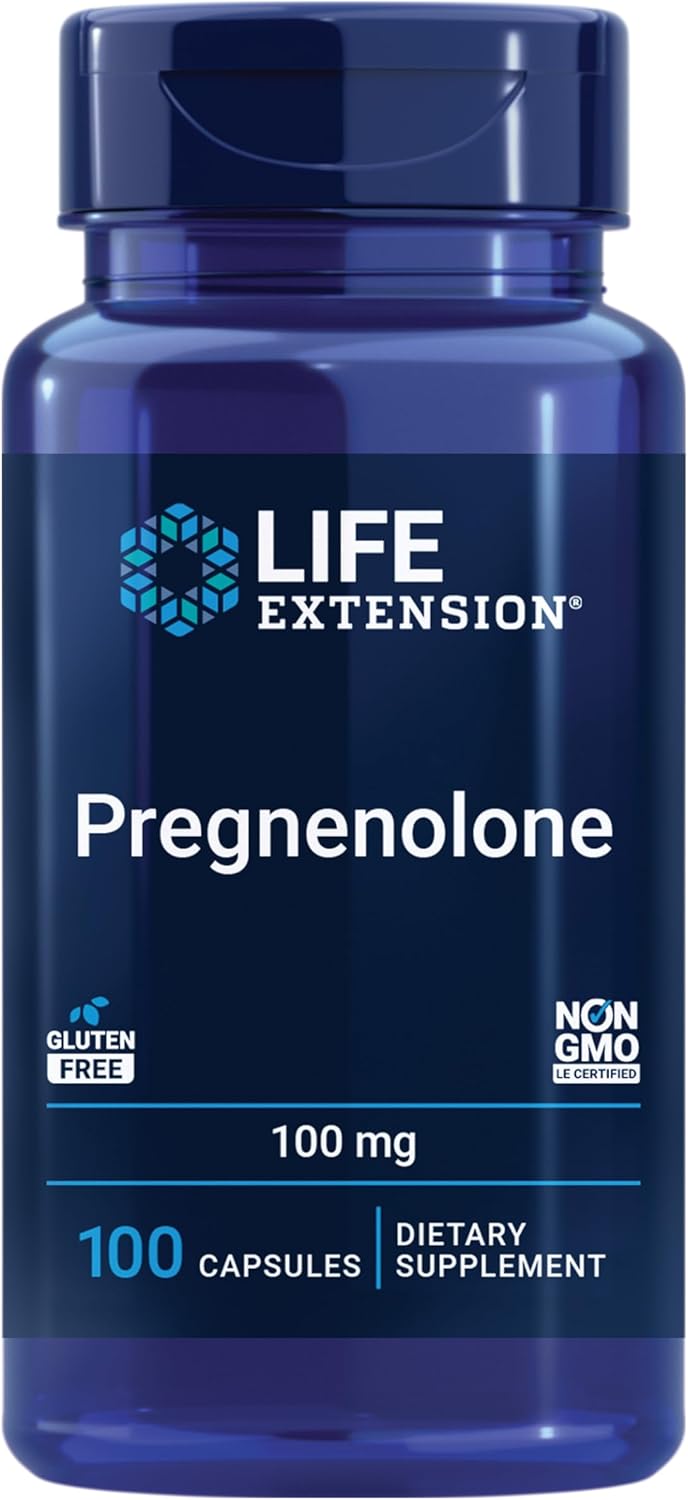 Pregnenolone 100mg Life Extension - 100 Cápsulas | Precursor Hormonal | Bienestar Cognitivo | bhorganic