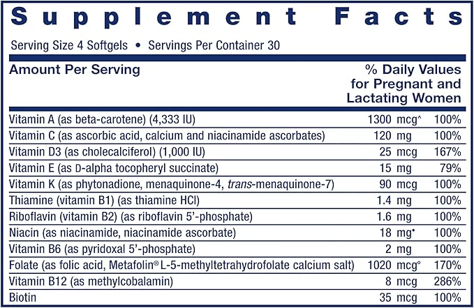Prenatal Advantage Life Extension - 120 Cápsulas Suaves | Multivitamínico Prenatal | Bienestar Maternal | bhorganic