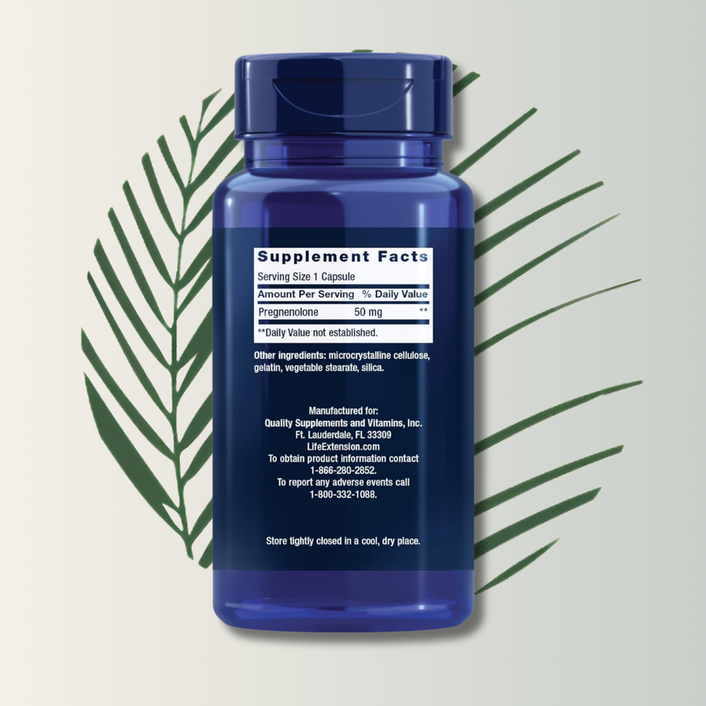 Pregnenolone 50 Mg – Life Extension (100 Cápsulas Vegetarianas)