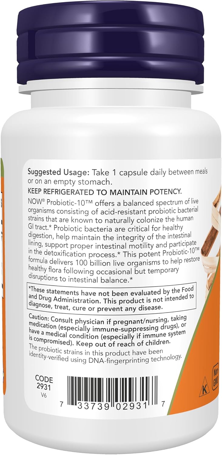 Probiotic NOW 100 Billion - 30 Cápsulas Vegetales | Salud Digestiva | bhorganic
