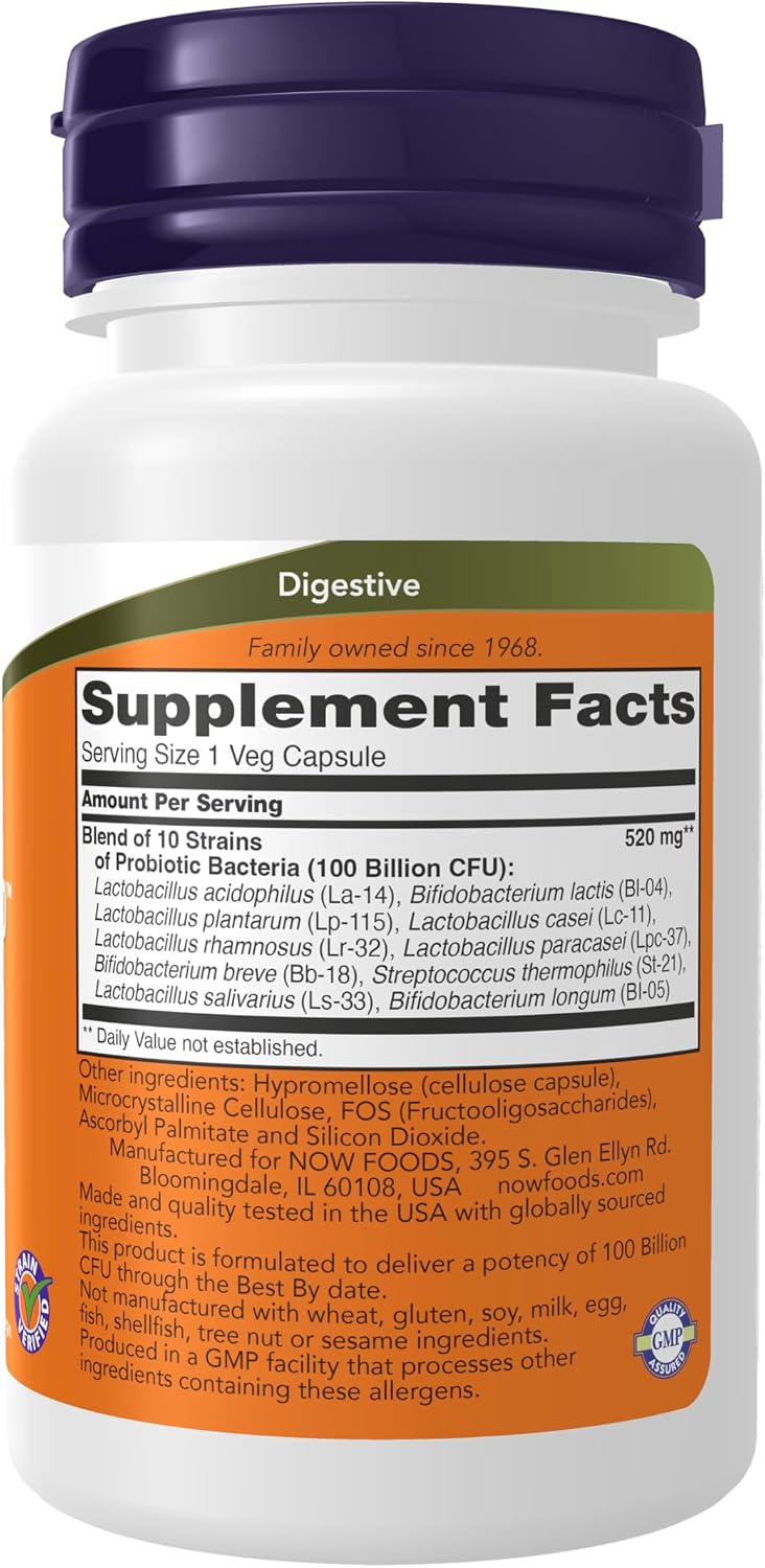 Probiotic NOW 100 Billion - 30 Cápsulas Vegetales | Salud Digestiva | bhorganic
