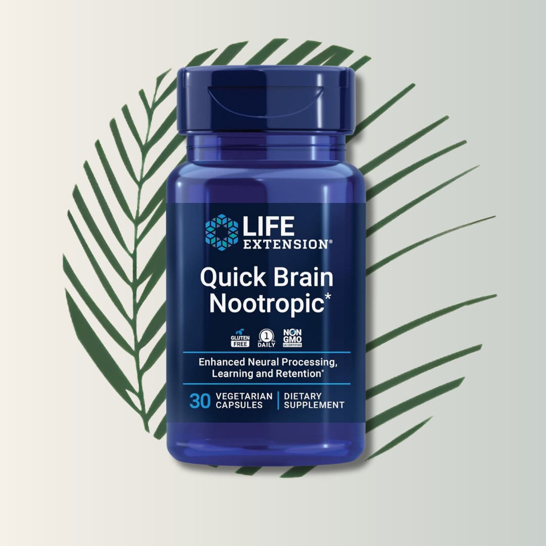 Quick Brain Nootropic Life Extension - 30 Cápsulas | Potenciador Cognitivo | Memoria y Concentración | bhorganic