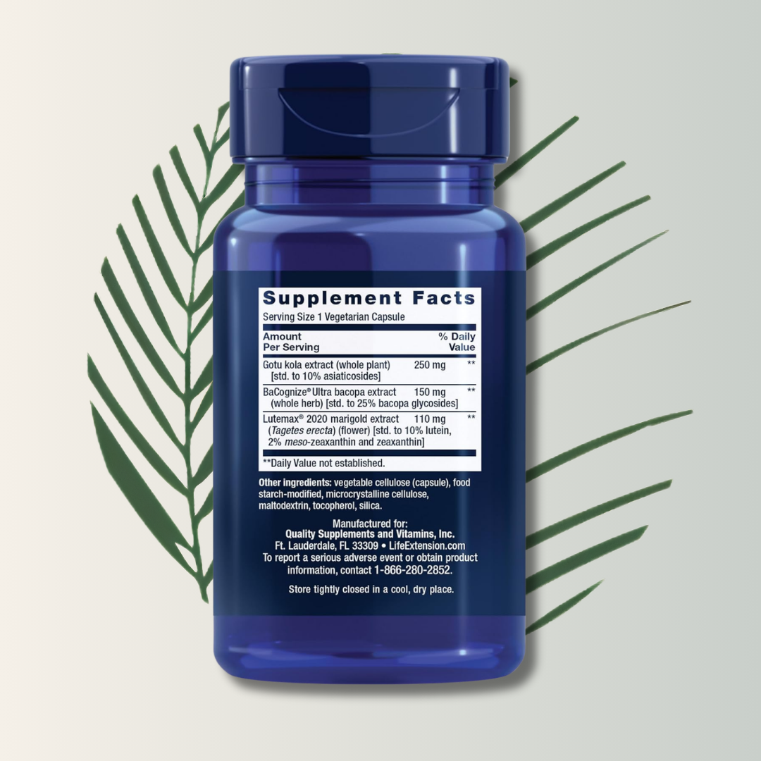 Quick Brain Nootropic Life Extension - 30 Cápsulas | Potenciador Cognitivo | Memoria y Concentración | bhorganic
