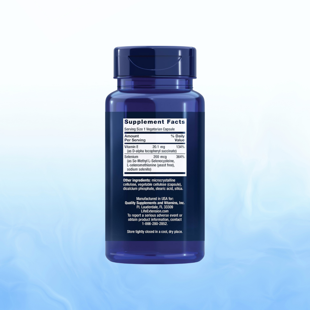Selenium 200 Mcg con Vitamina E – Life Extension (100 Cápsulas Vegetarianas)