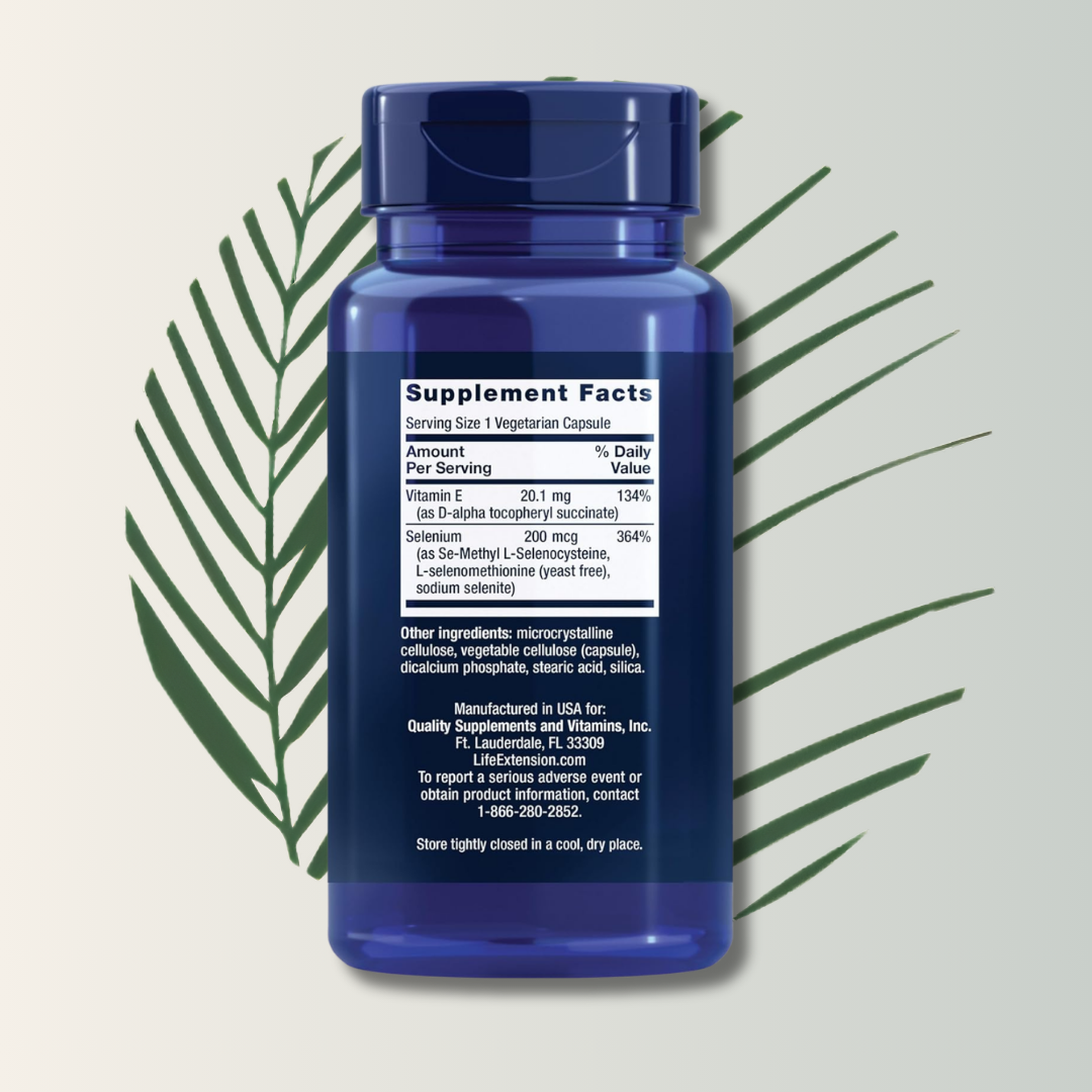 Selenium 200 Mcg con Vitamina E – Life Extension (100 Cápsulas Vegetarianas)
