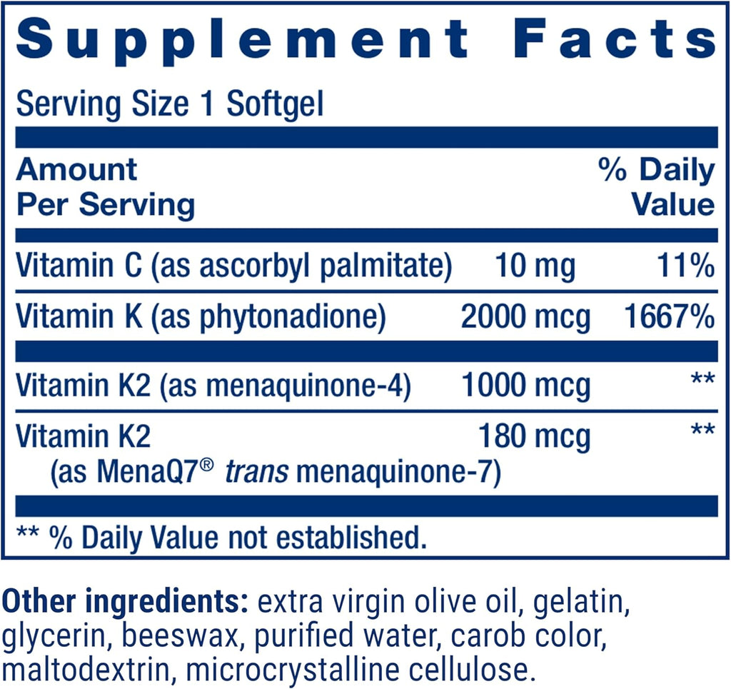 Super K Life Extension - 90 Softgels | Vitamina K Completa | bhorganic