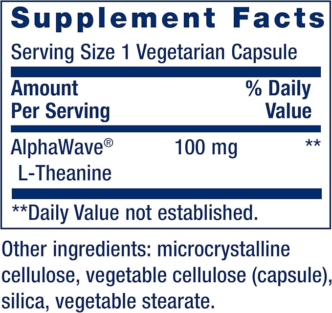 L-Theanine Life Extension - 60 Cápsulas Vegetarianas | Relajación Natural | Concentración | bhorganic