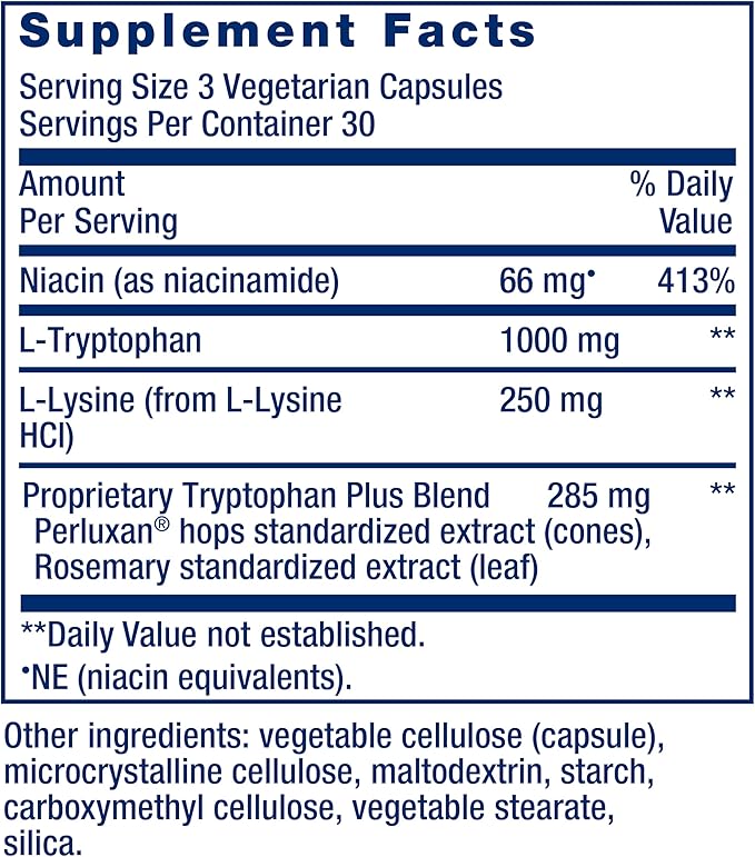 Optimized Tryptophan Plus Life Extension - 90 Cápsulas Vegetarianas | L-Triptófano | Descanso Natural | bhorganic