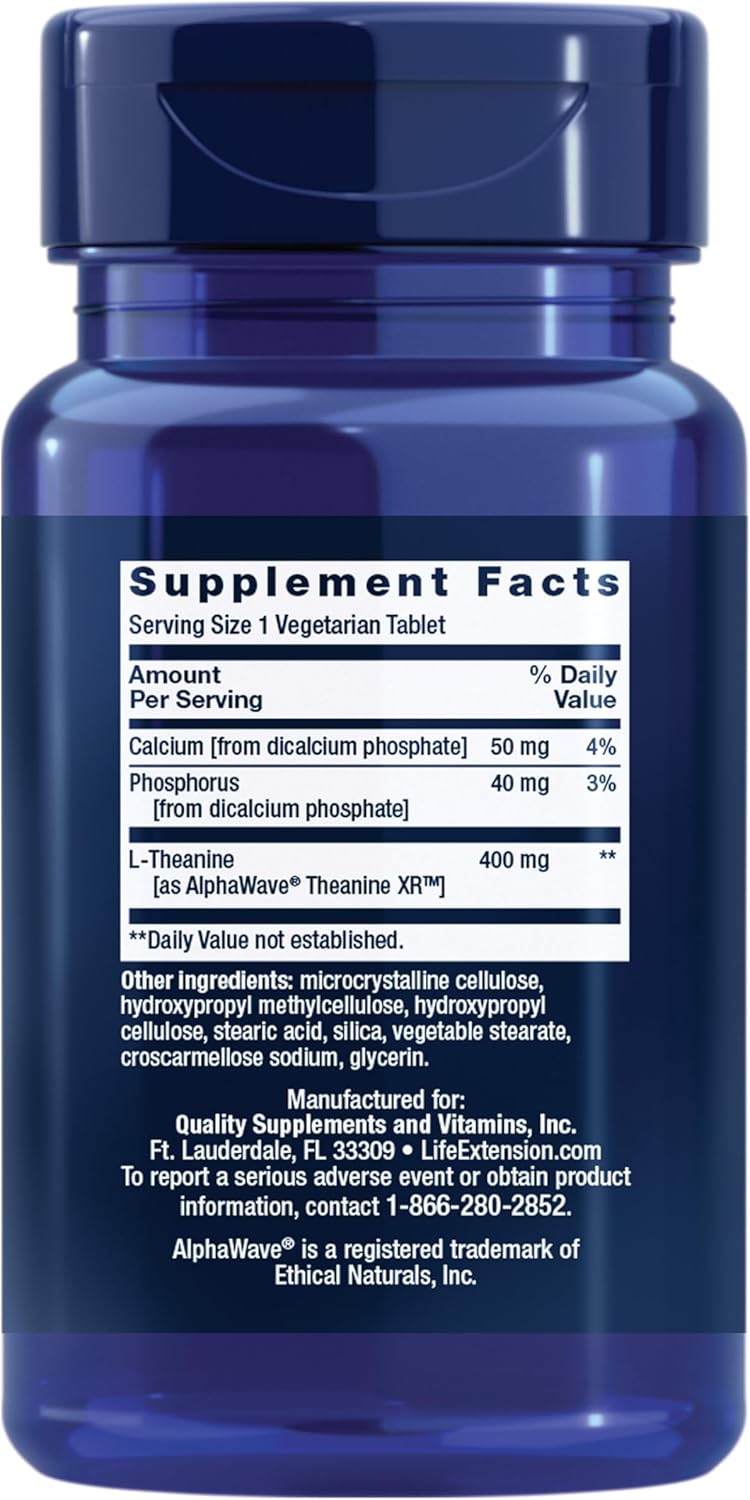 Theanine XR Stress Relief 30 Tabletas - Life Extension | Manejo del Estrés | bhorganic