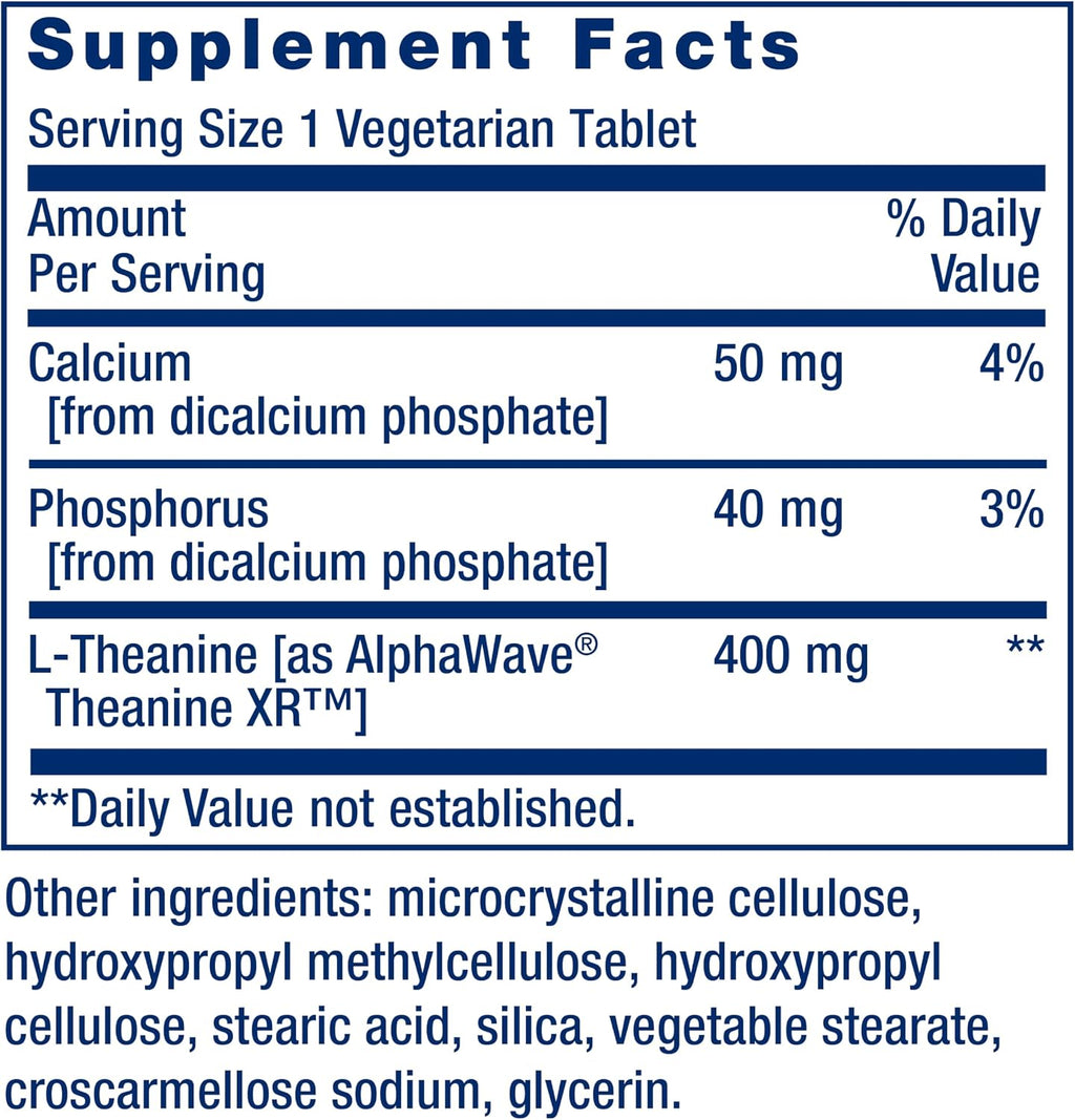 Theanine XR Stress Relief 30 Tabletas - Life Extension | Manejo del Estrés | bhorganic
