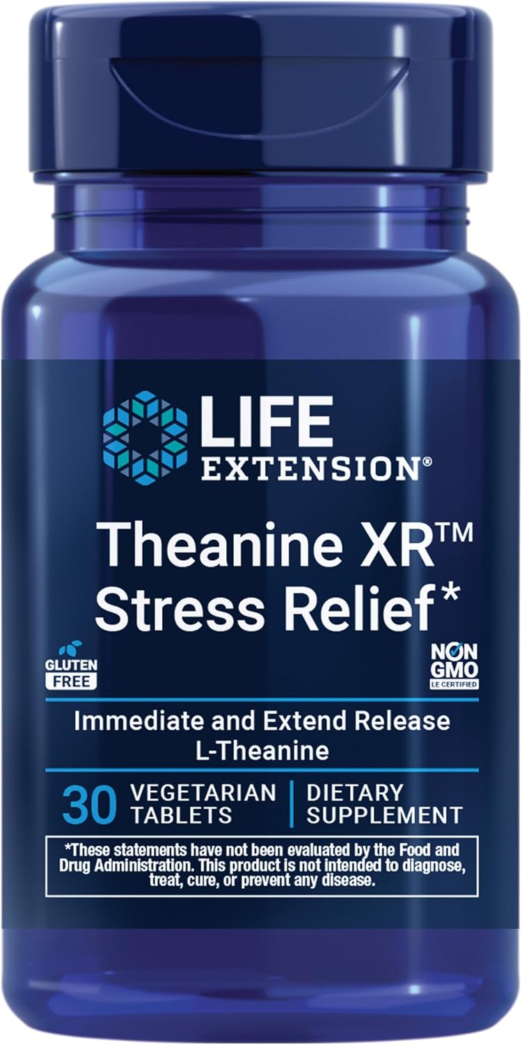 Theanine XR Stress Relief 30 Tabletas - Life Extension | Manejo del Estrés | bhorganic