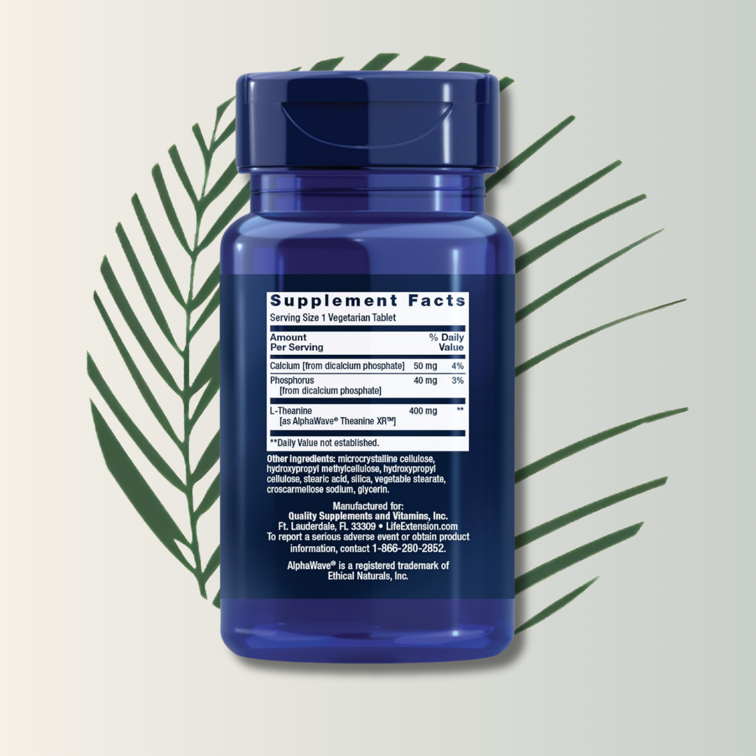Theanine XR Stress Relief 30 Tabletas - Life Extension | Manejo del Estrés | bhorganic