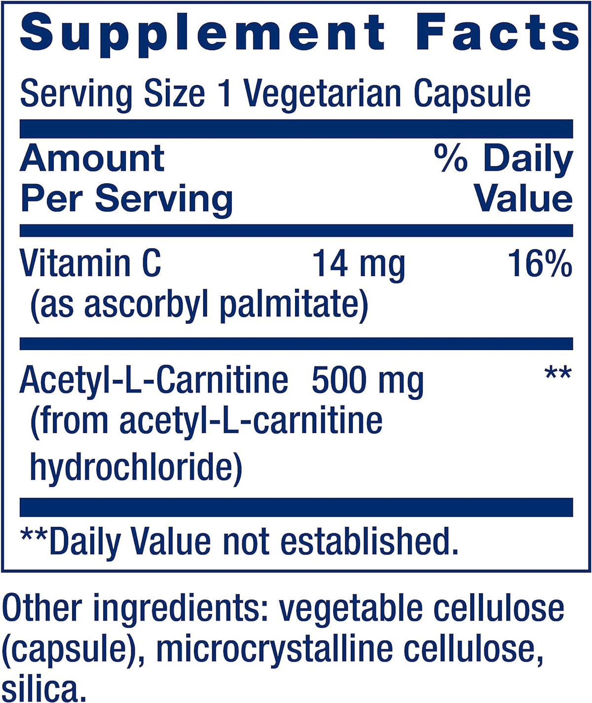 Acetyl L-Carnitine 500mg Life Extension - 100 Cápsulas Vegetales | Energía Mental | Función Cognitiva | bhorganic