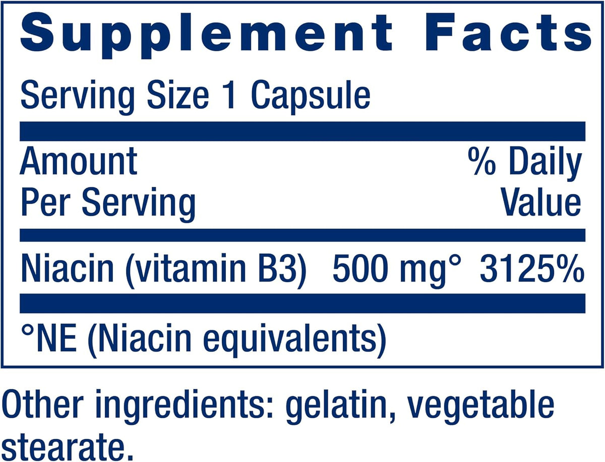 VITAMIN B3 NIACIN 500MG LIFE EXTENSION