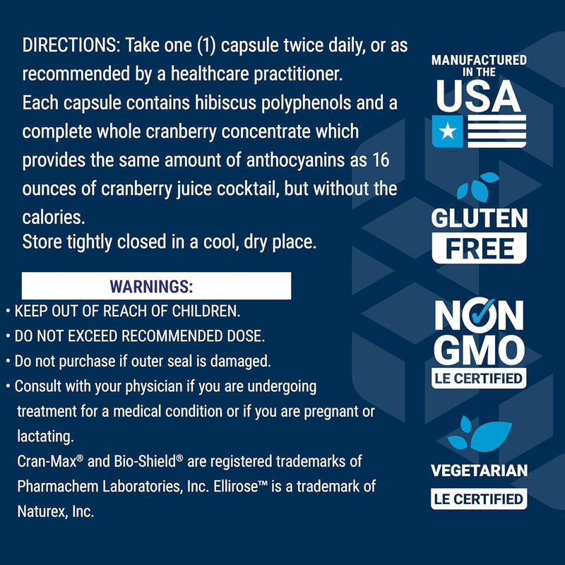 Cran Max Life Extension - 60 Cápsulas | Extracto de Arándano | Salud del Tracto Urinario | bhorganic