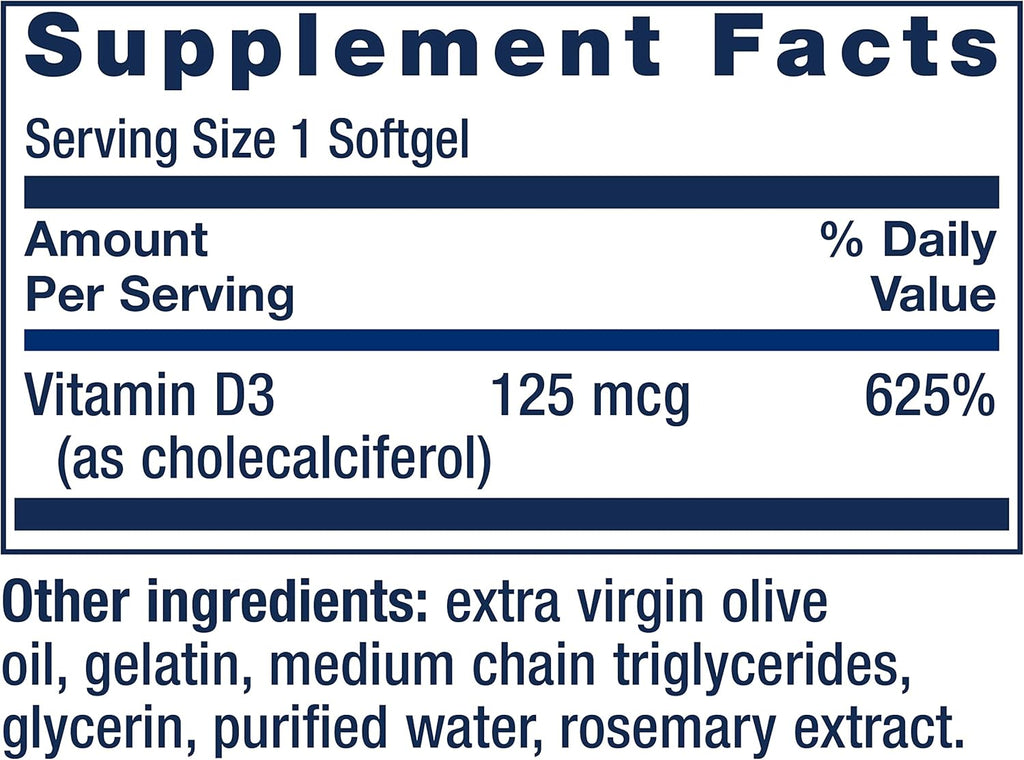 Vitamina D3 5,000 Iu, 60 Softgel | Life Extension