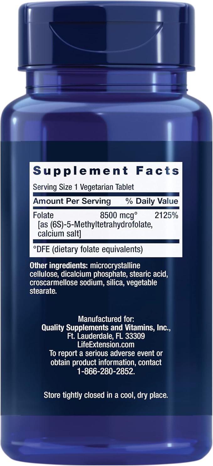 Optimized folate L- methylfolate 8500 mcg Life Extension