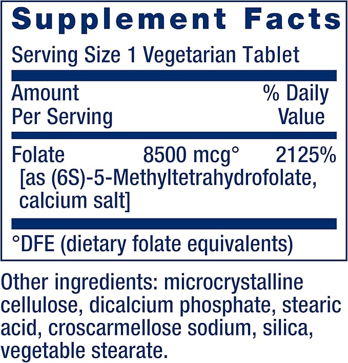 Optimized folate L- methylfolate 8500 mcg Life Extension