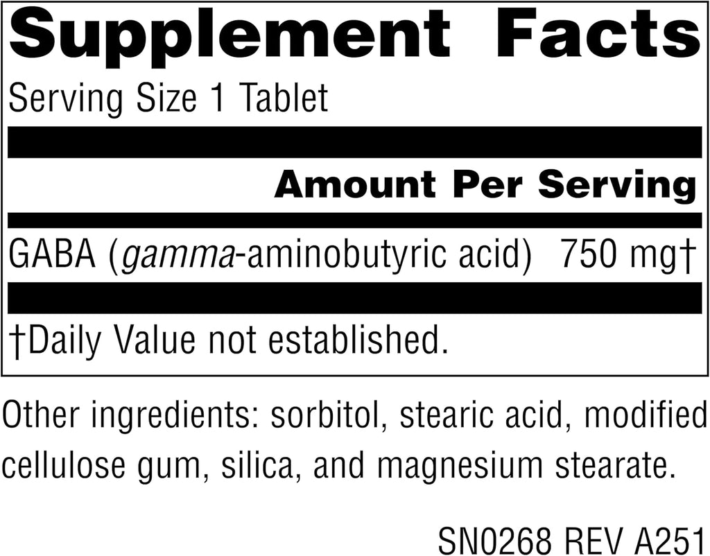 GABA 750mg Source Naturals - 90 Cápsulas Serene Science | Relajación Natural | bhorganic