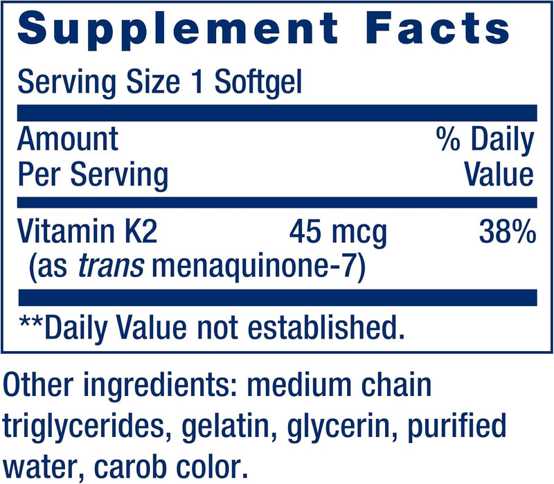 Vitamina K2 45 Mcg, 90 Softgels | Life Extension