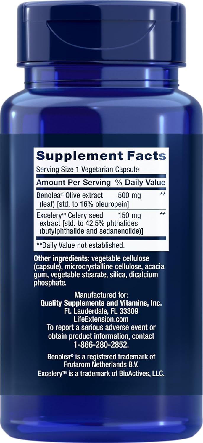 Advanced Olive Leaf Vascular Support Life Extension - 60 Cápsulas | Salud Cardiovascular | bhorganic