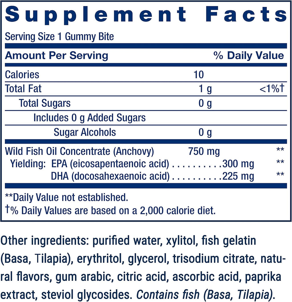 Omega 3 Fish Oil Life Extension - 36 Gummy Bites | Ácidos Grasos Esenciales | Sabor Delicioso | bhorganic