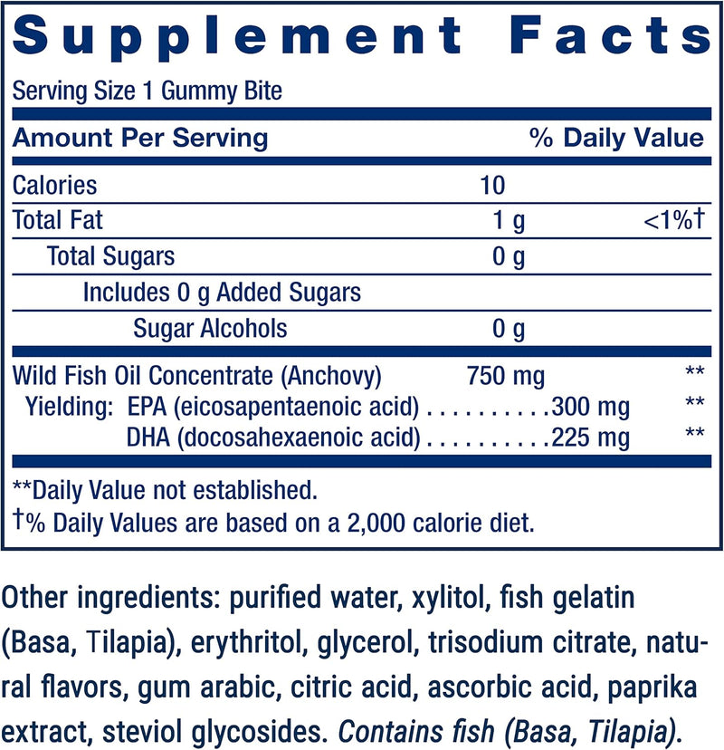 Omega 3 Fish Oil Life Extension - 36 Gummy Bites | Ácidos Grasos Esenciales | Sabor Delicioso | bhorganic