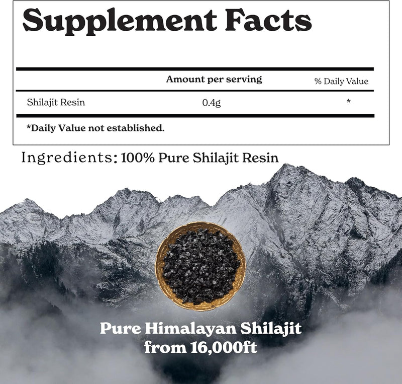 Resina Shilajit Pura del Himalaya - 75 Porciones | 85 Minerales Esenciales + 75% Ácido Fúlvico | Energía Natural y Vitalidad | bhorganic