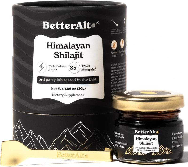 Resina Shilajit Pura del Himalaya - 75 Porciones | 85 Minerales Esenciales + 75% Ácido Fúlvico | Energía Natural y Vitalidad | bhorganic