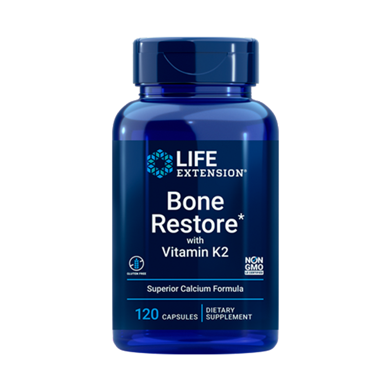 LIFE EXTENSION, Restauración Ósea con Vitamina K2, 120 Cápsulas | Bone Restore with Vitamin K2, 120 Capsules