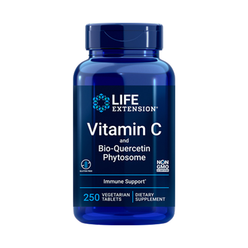 LIFE EXTENSION, Fitosoma de Vitamina C y Bio-Quercetina, 1000 mg, 250 Tabletas vegetarianas |  Vitamin C and Bio-Quercetin Phytosome