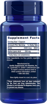 Super Alpha- Lipoic Acid with biotin 250 mg  60 caps