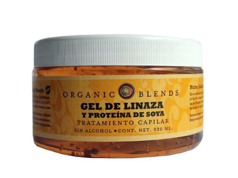 Organic Blends, Gel de Linaza y proteína de soya, Tratamiento capilar, 520 ml